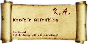 Kozár Alfréda névjegykártya